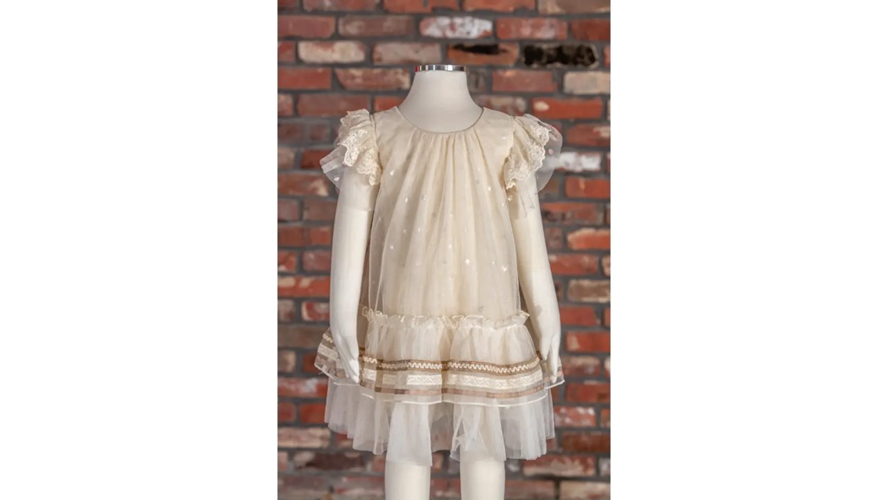 Ivory Sparkle Ruffle Dress